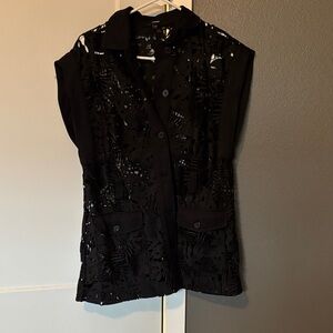 Express Black Lace Cutout Blazer